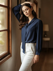VORA LABEL Women Denim Solid Regular Fit Top - Navy Blue