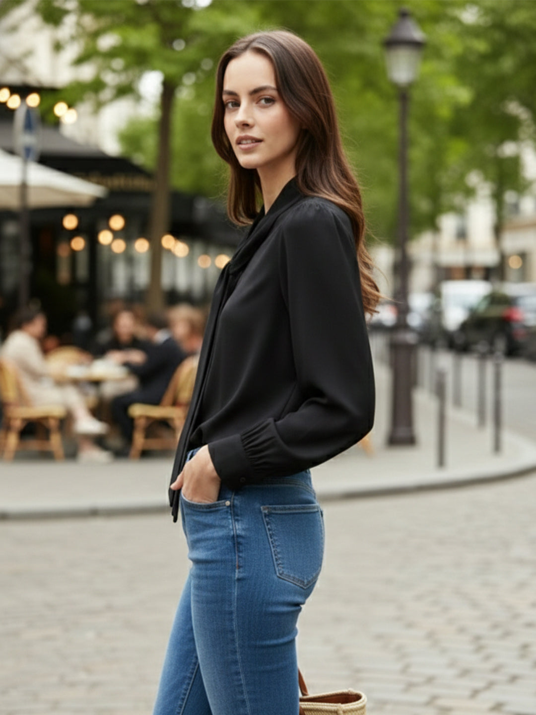 VORA LABEL Women Denim Solid Regular Fit Top - Black
