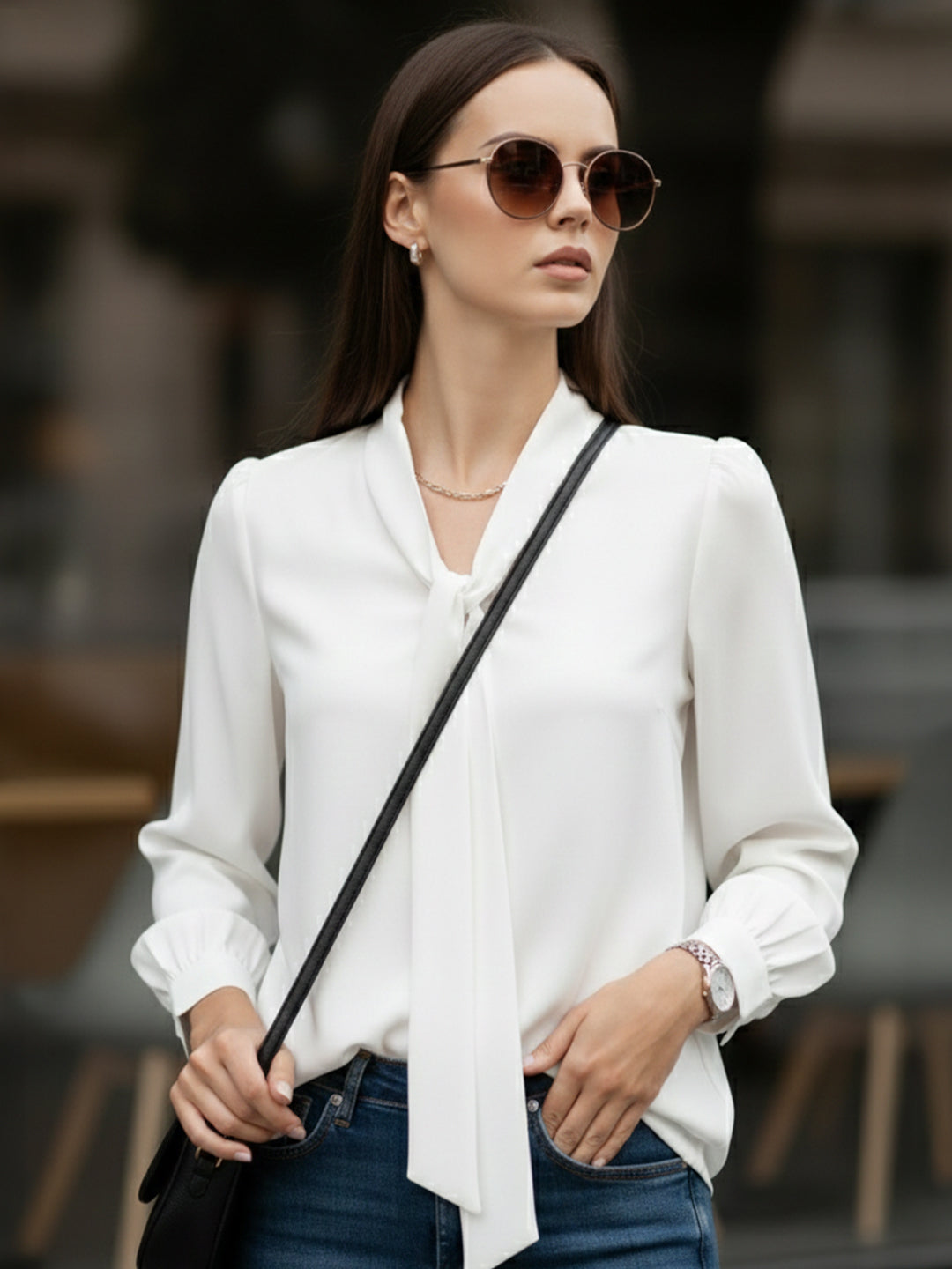 VORA LABEL Women Denim Solid Regular Fit Top - White Secondary image