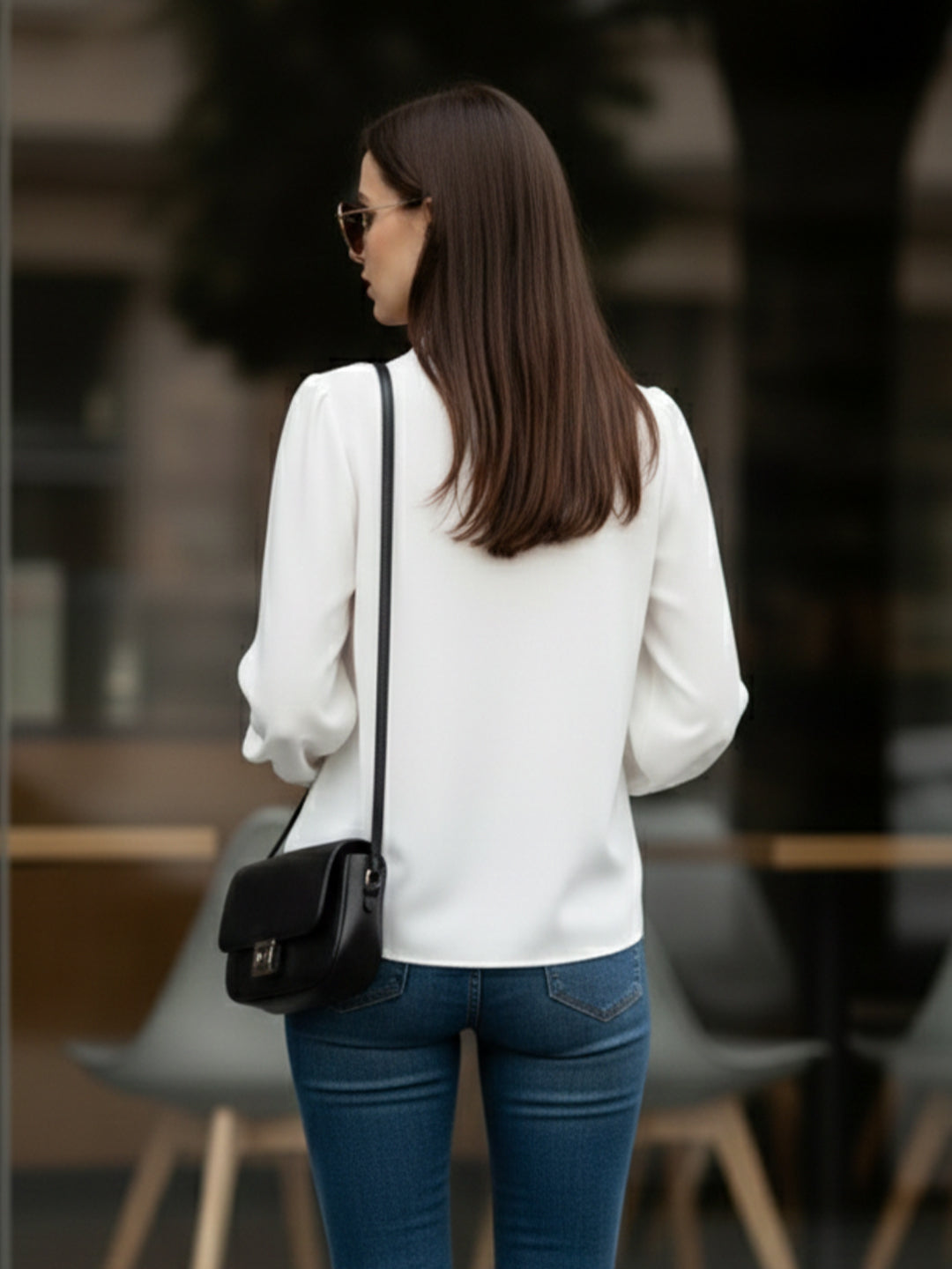 VORA LABEL Women Denim Solid Regular Fit Top - White
