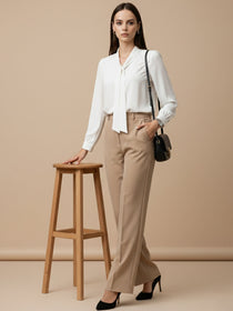 VORA LABEL Women Denim Solid Regular Fit Top - White