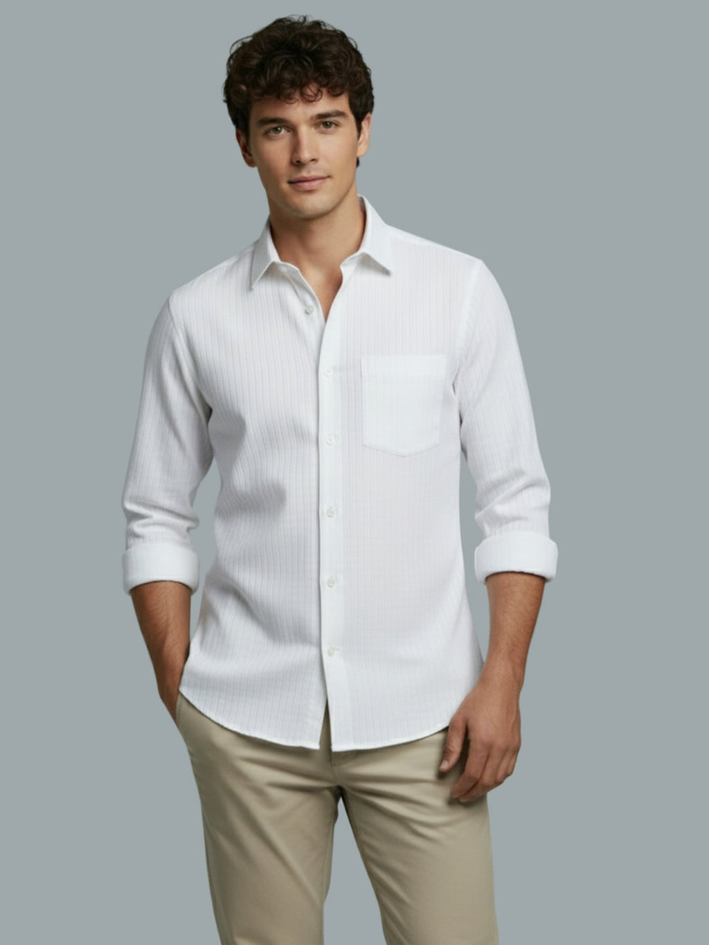 VORA LABEL Men Cotton Solid Regular Fit Spread Collar Casual Shirt - Black