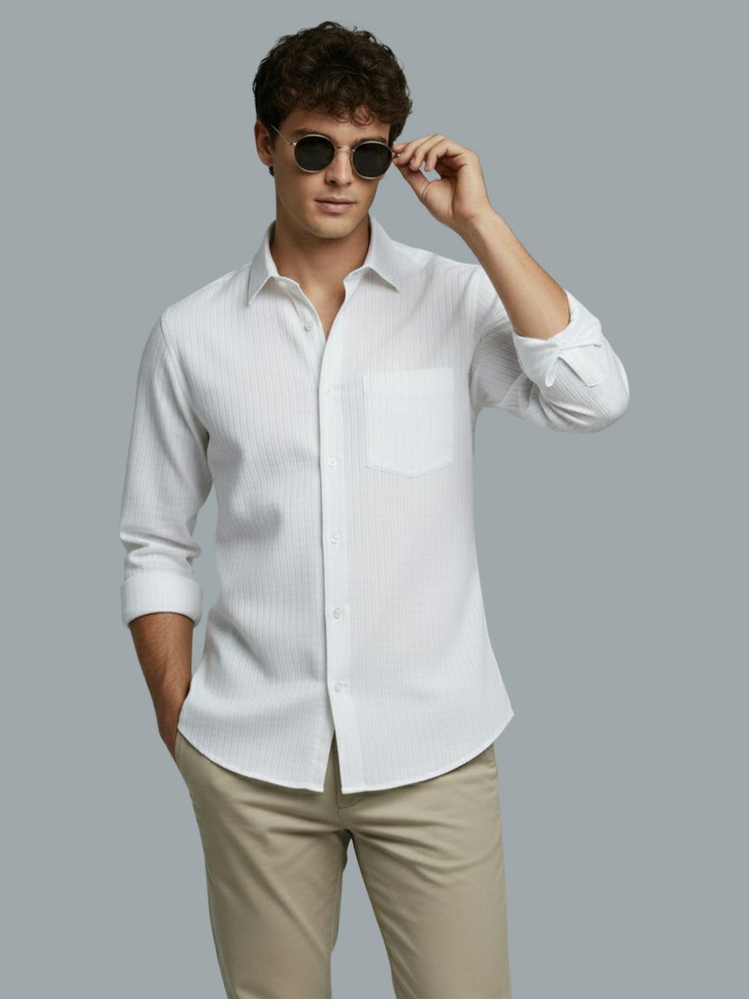 VORA LABEL Men Cotton Solid Regular Fit Spread Collar Casual Shirt - Black