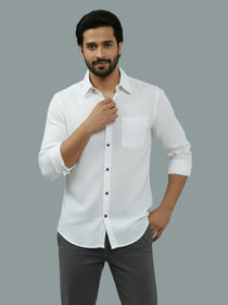 VORA LABEL Men Cotton Regular Fit Spread Collar Casual Shirt - Green