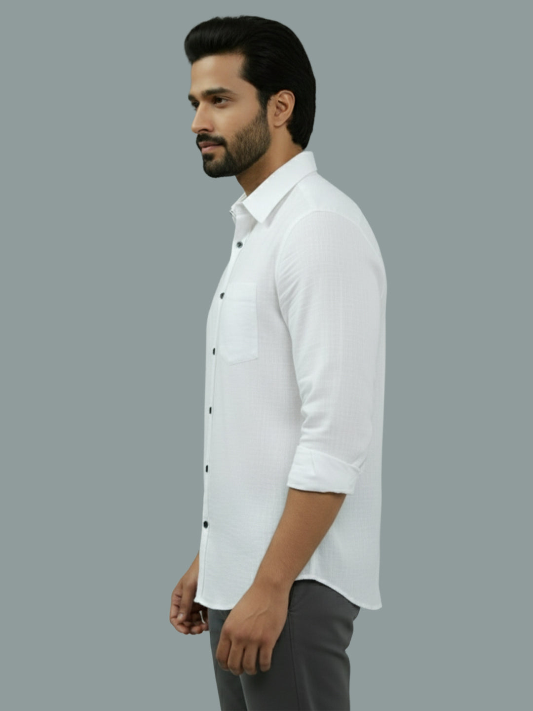 VORA LABEL Men Cotton Regular Fit Spread Collar Casual Shirt - Green
