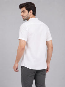 VORA LABEL Men’s Cotton Blend Mandarin Collar Half Kurta | Short Sleeve Solid Casual Wear