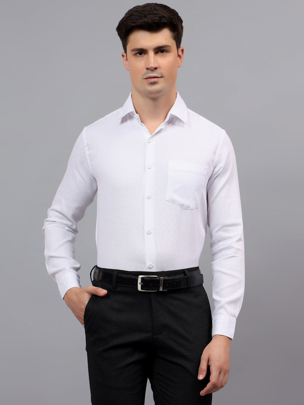 VORA LABEL Men Cotton Solid Regular Fit Casual Shirt - Black