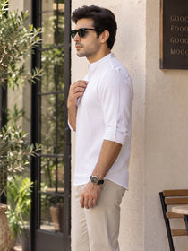 VORA LABEL Men’s Cotton Blend Solid Kurta | Mandarin Collar Full Sleeve Kurta | Casual & Festive Wear