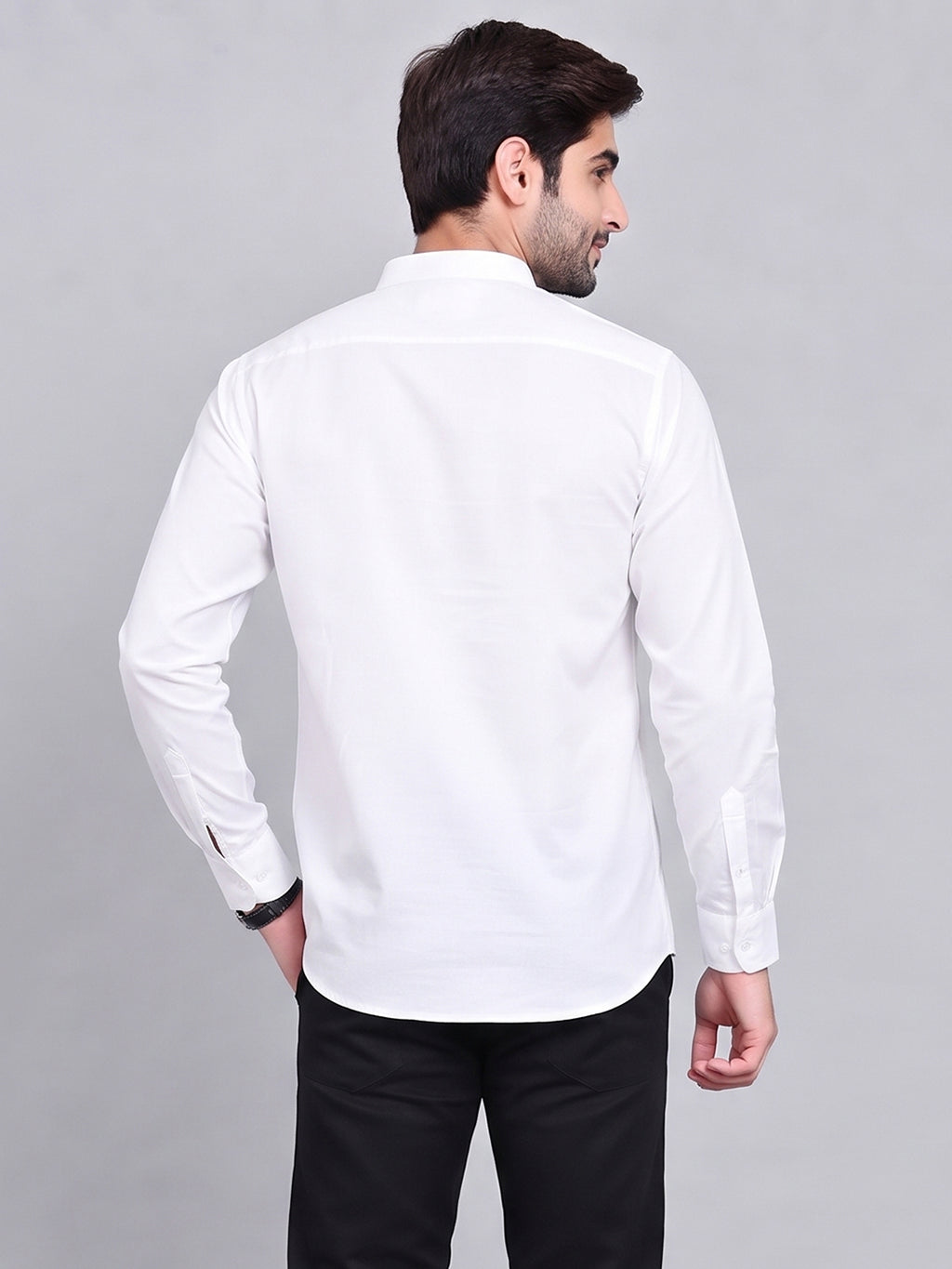 VORA LABEL Men’s Pure Cotton Solid Mandarin Collar Kurta | Full Sleeves with Roll-Up Tab | Casual & Smart Casual Wear
