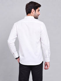 VORA LABEL Men’s Pure Cotton Solid Mandarin Collar Kurta | Full Sleeves with Roll-Up Tab | Casual & Smart Casual Wear