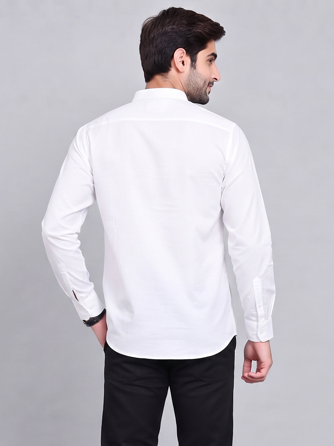 VORA LABEL Men’s Pure Cotton Solid Mandarin Collar Kurta | Full Sleeves with Roll-Up Tab | Casual & Smart Casual Wear