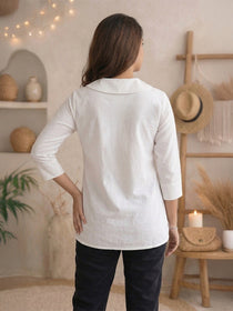 VORA LABEL Women Cotton Solid Regular Fit Shirt - White