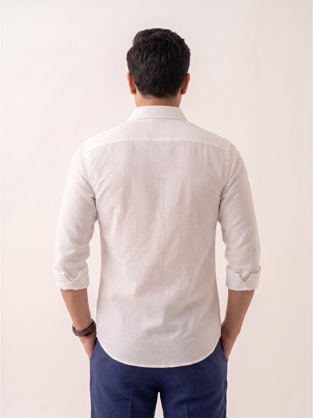 VORA LABEL Men Cotton Solid Regular Fit Casual Shirt - White Secondary image