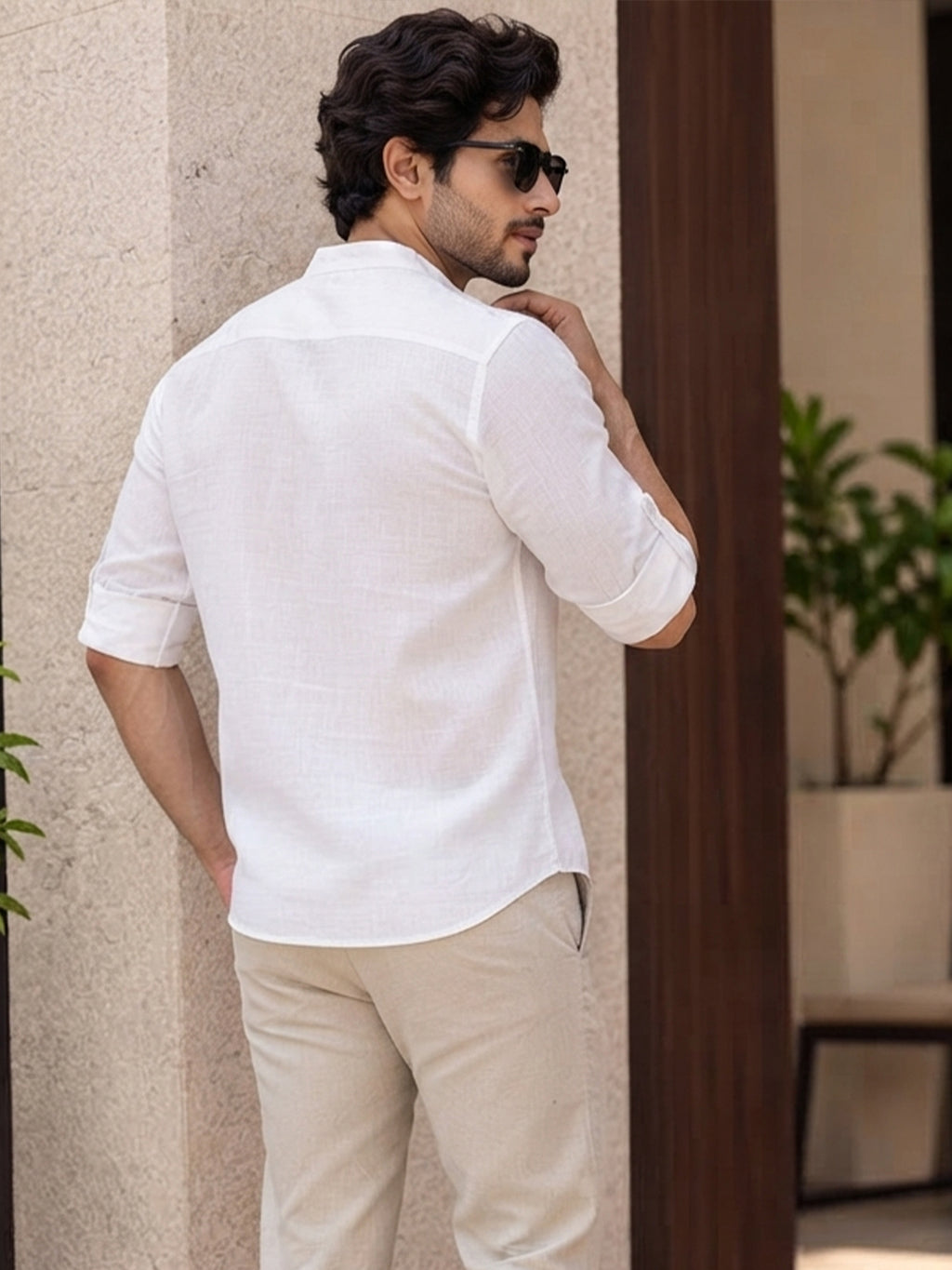 VORA LABEL Men’s Cotton Blend Solid Kurta | Mandarin Collar Full Sleeve Kurta with Pocket | Casual & Festive Wear