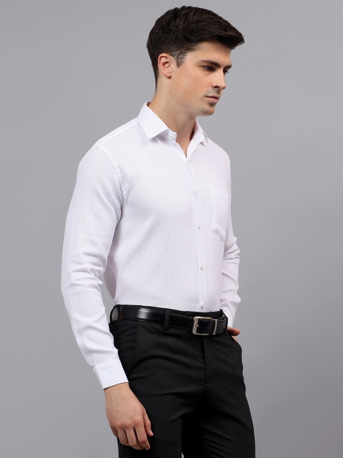 VORA LABEL Men Cotton Solid Regular Fit Casual Shirt - Black