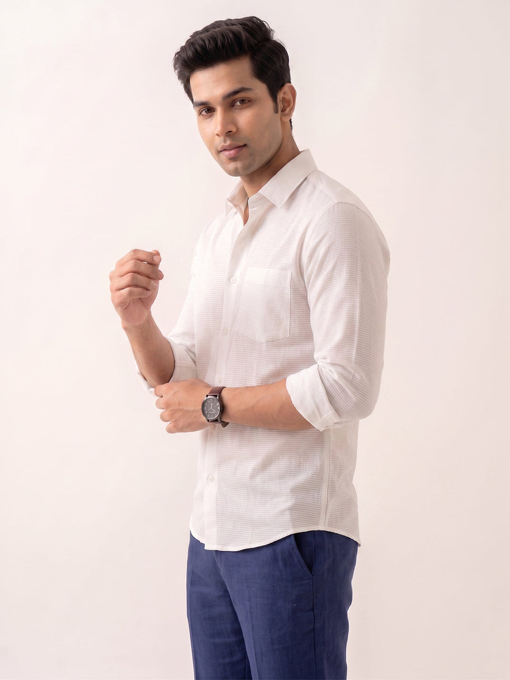 VORA LABEL Men Cotton Solid Regular Fit Casual Shirt - White