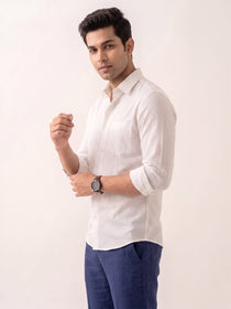 VORA LABEL Men Cotton Solid Regular Fit Casual Shirt - White