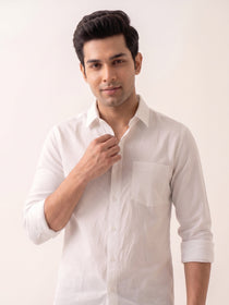 VORA LABEL Men Cotton Solid Regular Fit Casual Shirt - White