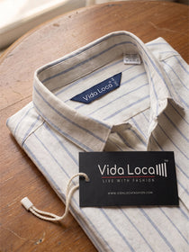 VORA LABEL Men Cotton Striped Regular Fit Casual Shirt - White