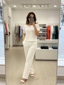 VORA LABEL Women Linen Solid Relaxed Fit Co-ord Set - White