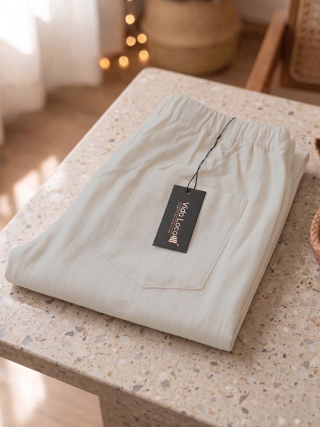 VORA LABEL Women Linen Solid Full Length Wide-Leg Trousers - Cream
