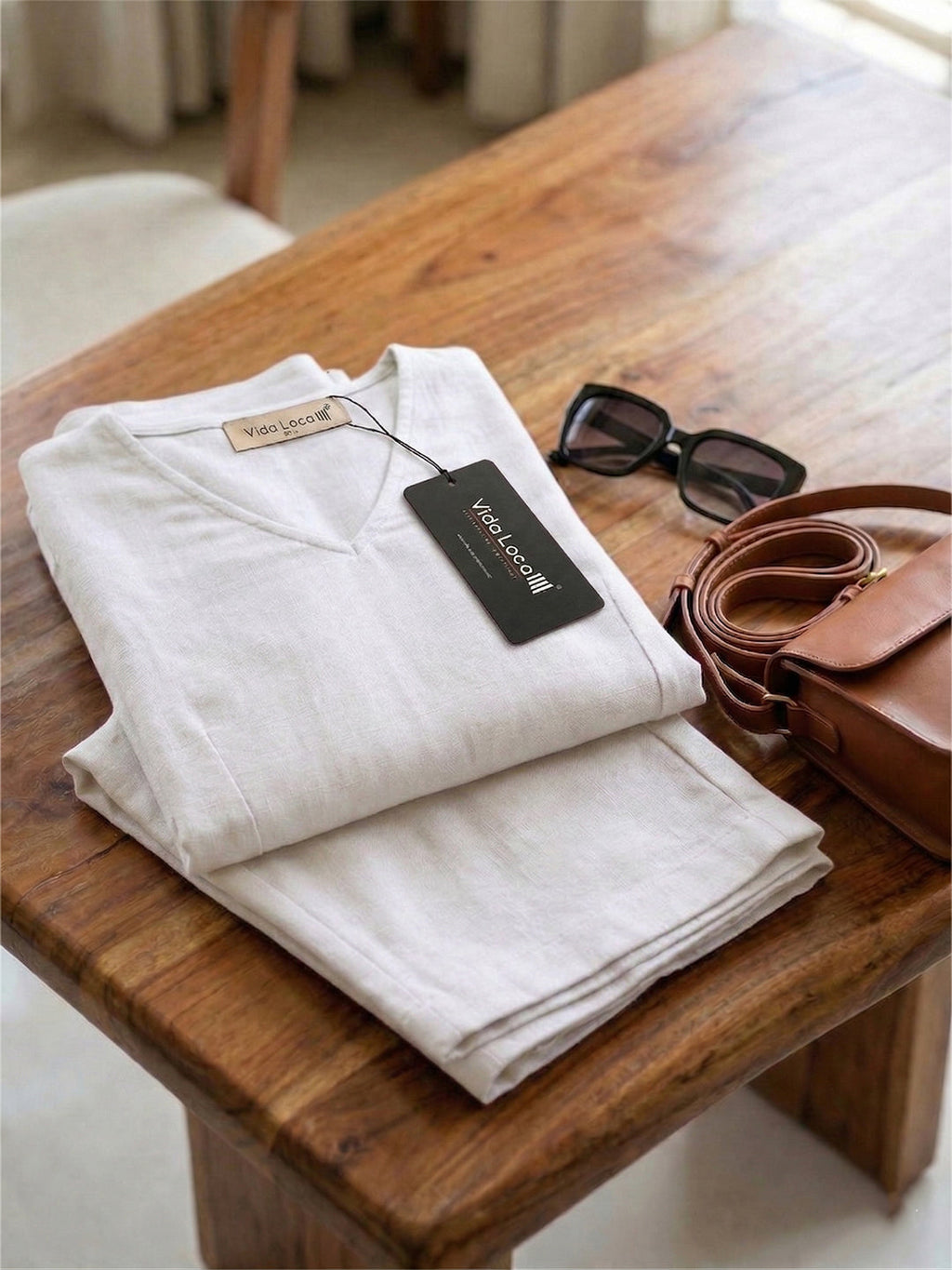 VORA LABEL Women Linen Solid Relaxed Fit Co-ord Set - White