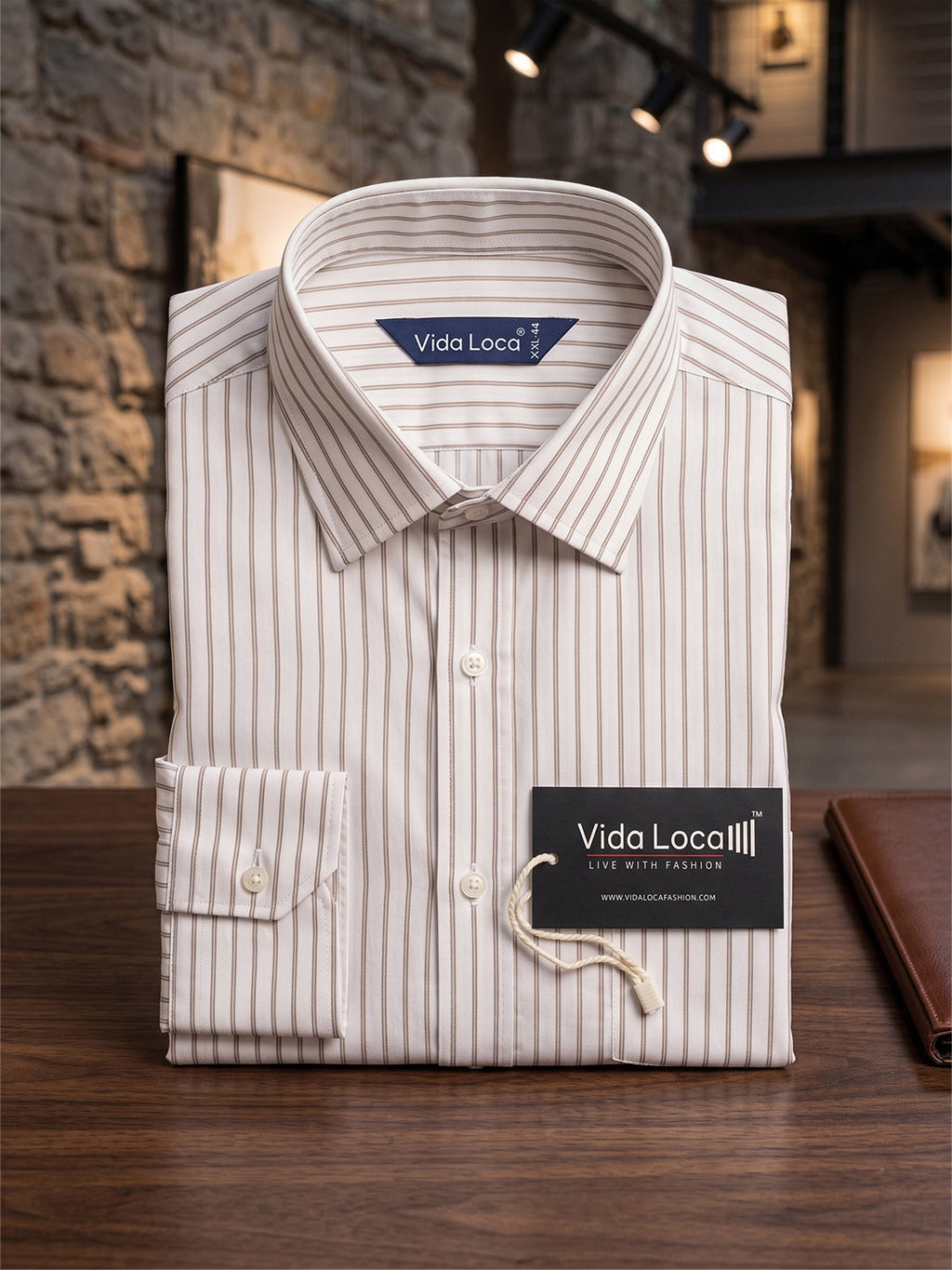 VORA LABEL Men Cotton Striped Regular Fit Spread Collar Casual Shirt - White