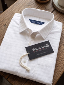 VORA LABEL Men Denim Striped Slim Fit Casual Shirt - Black