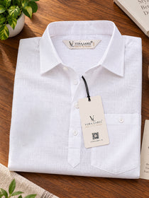 VORA LABEL Men’s Cotton Blend Solid Kurta | Mandarin Collar Full Sleeve Kurta with Pocket | Casual & Festive Wear