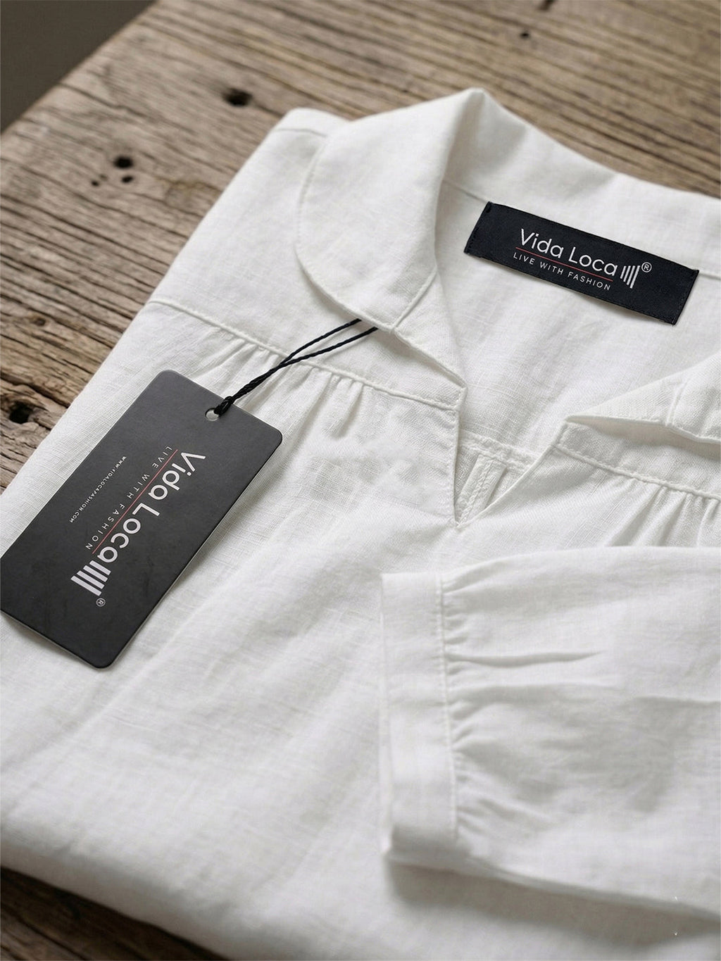VORA LABEL Women Linen Cotton Regular Fit V Neck Top - White
