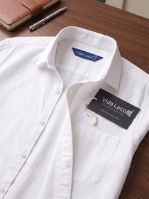 VORA LABEL Men Cotton Solid Regular Fit Casual Shirt - White