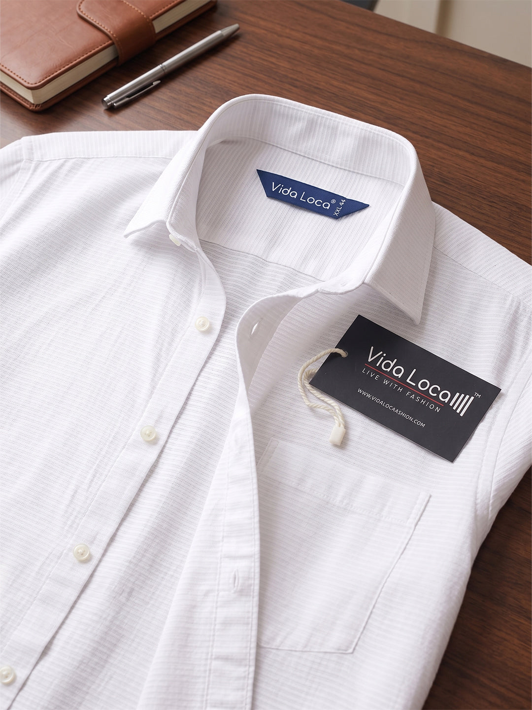 VORA LABEL Men Cotton Solid Regular Fit Casual Shirt - White