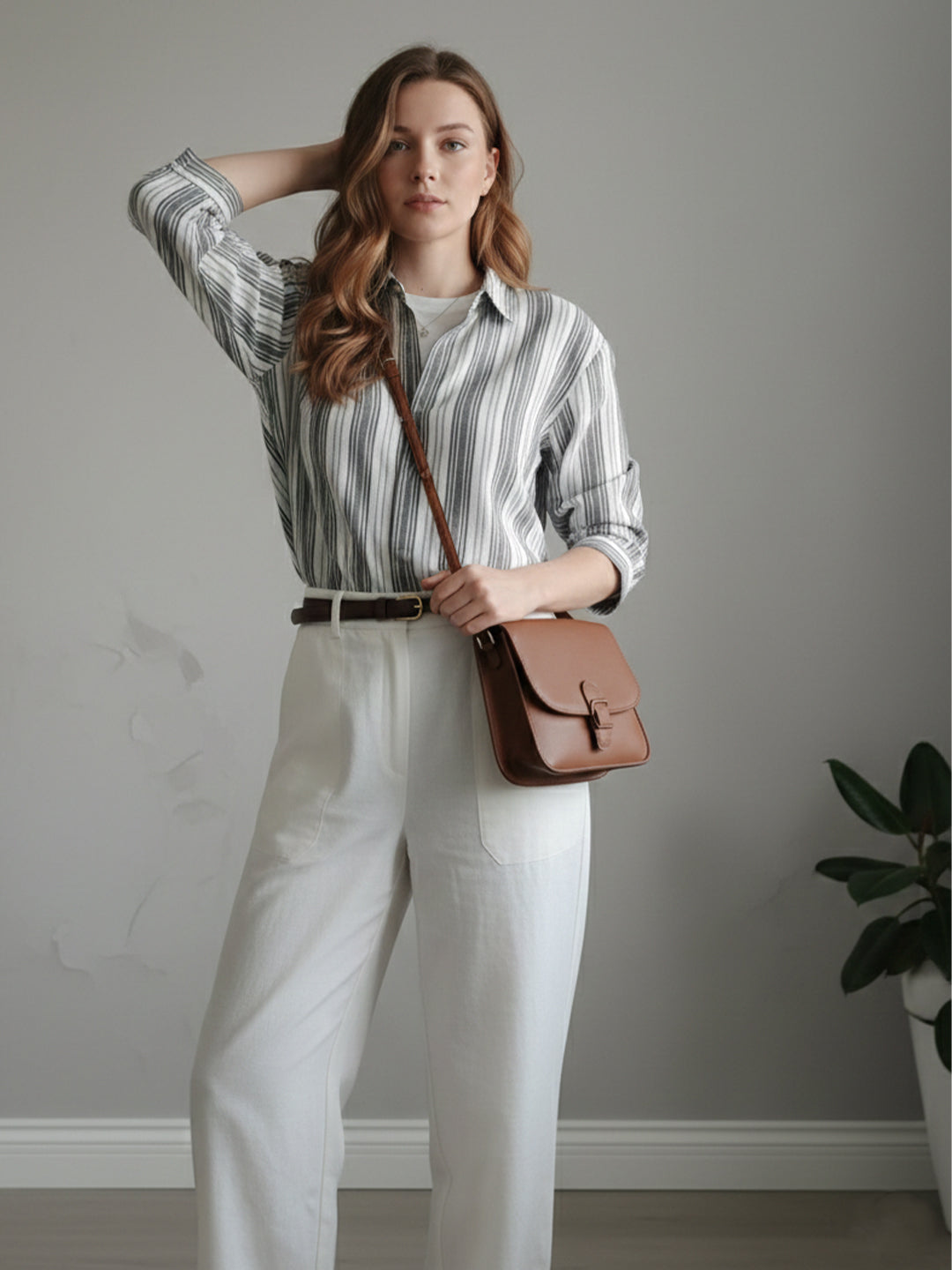 VORA LABEL Women Denim Striped Regular Fit Shirt - Black