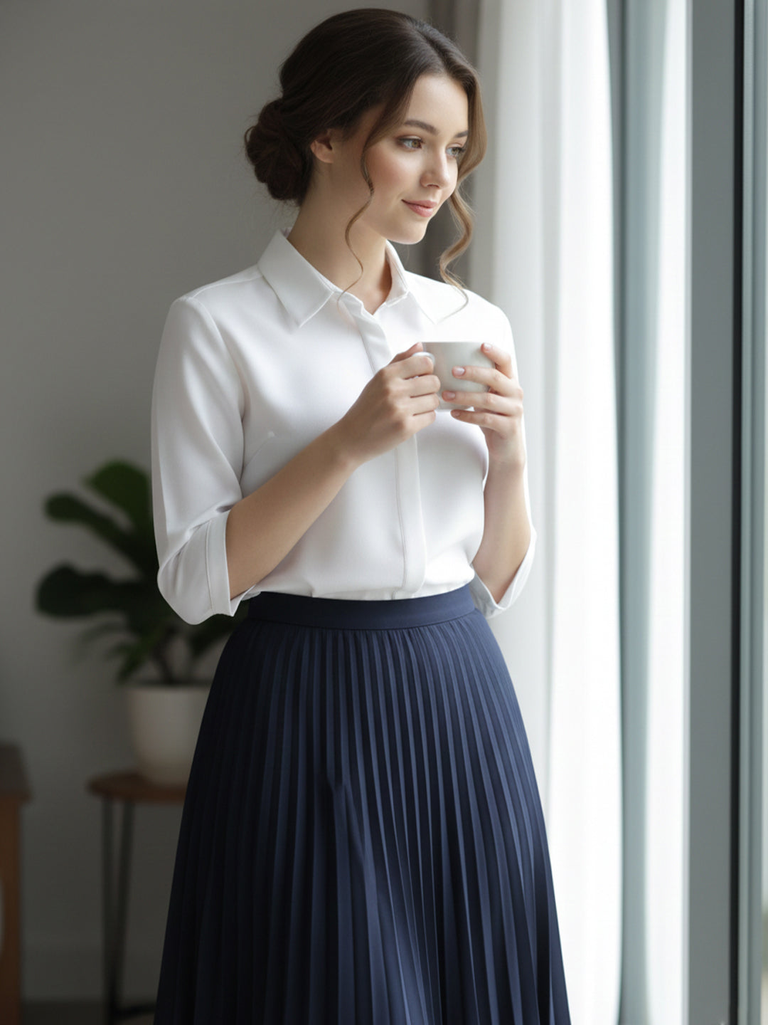 VORA LABEL Women Viscose Rayon Solid Regular Fit Shirt - White Main image