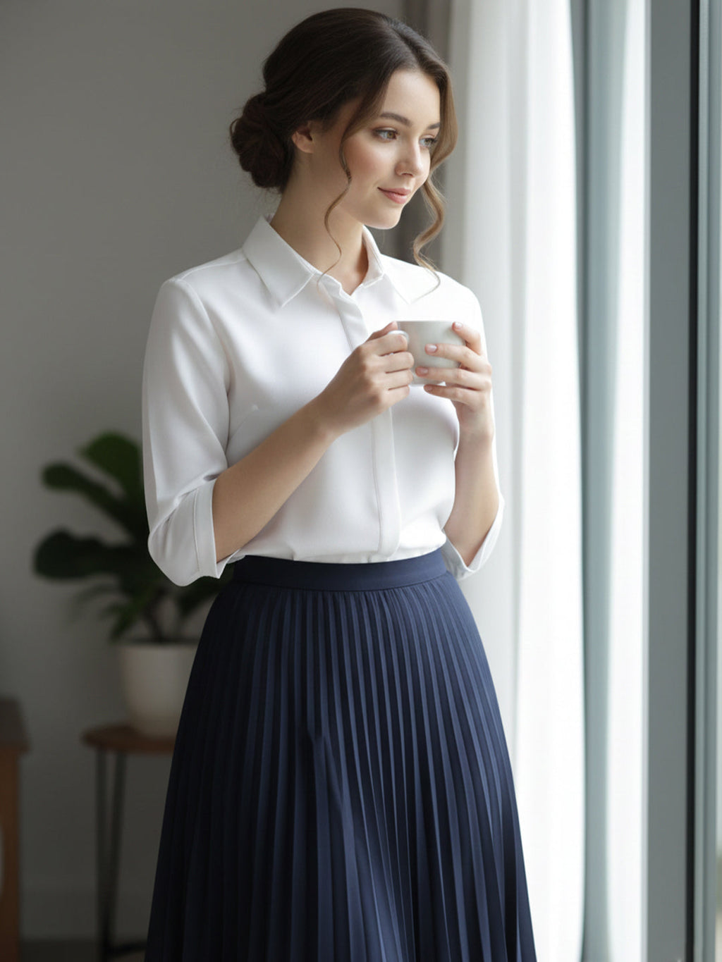 VORA LABEL Women Viscose Rayon Solid Regular Fit Shirt - White