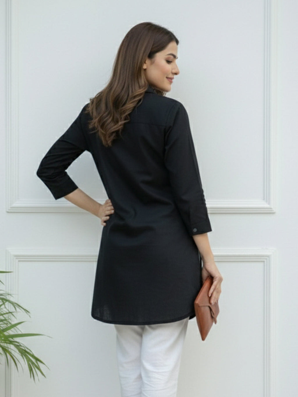 VORA LABEL Women Viscose Rayon Floral Printed Embroidered Shirt - Black