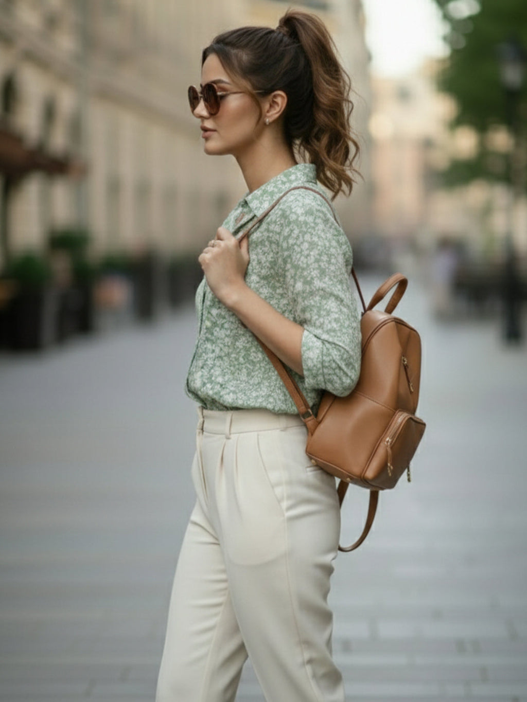 VORA LABEL Women Cotton Floral Printed Regular Fit Shirt - Green