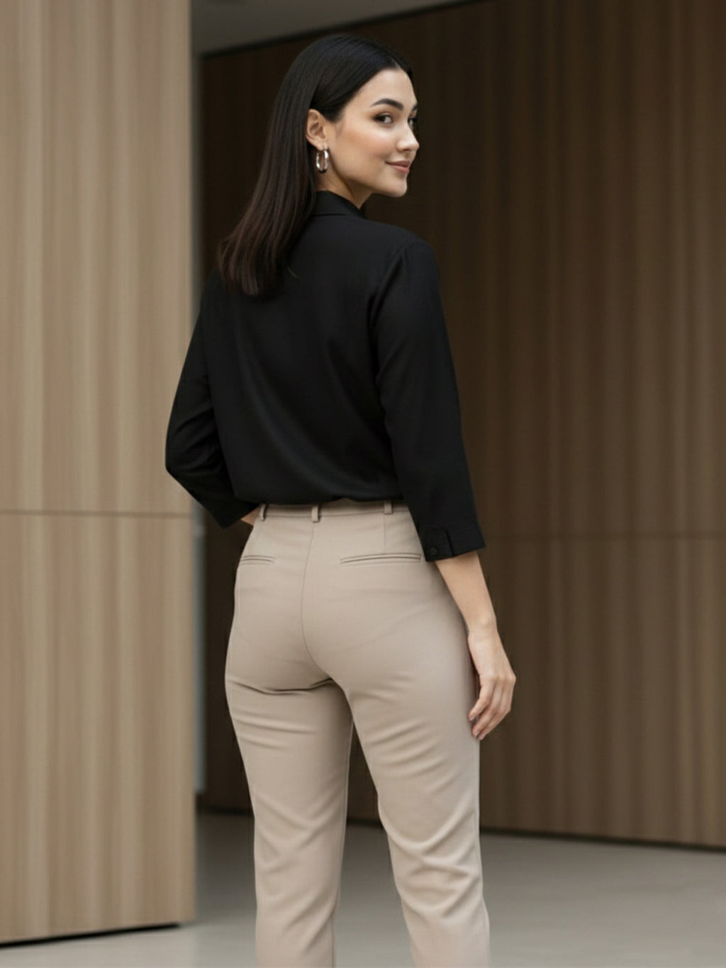 VORA LABEL Women Viscose Rayon Solid Regular Fit Shirt - Black
