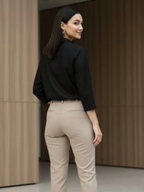 VORA LABEL Women Viscose Rayon Solid Regular Fit Shirt - Black