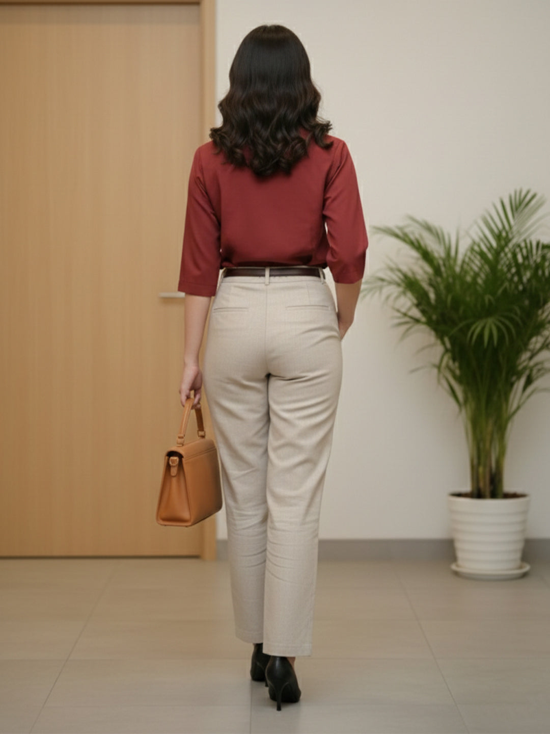 VORA LABEL Women Viscose Rayon Solid Regular Fit Shirt - Maroon