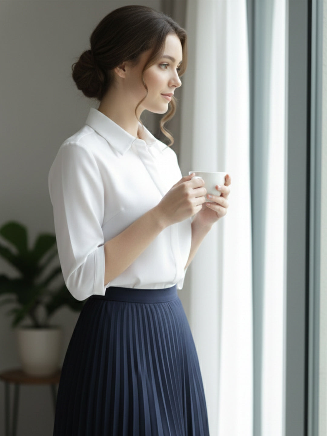 VORA LABEL Women Viscose Rayon Solid Regular Fit Shirt - White
