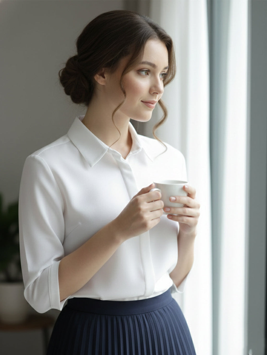 VORA LABEL Women Viscose Rayon Solid Regular Fit Shirt - White