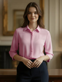 VORA LABEL Women Viscose Rayon Solid Regular Fit Shirt - Peach