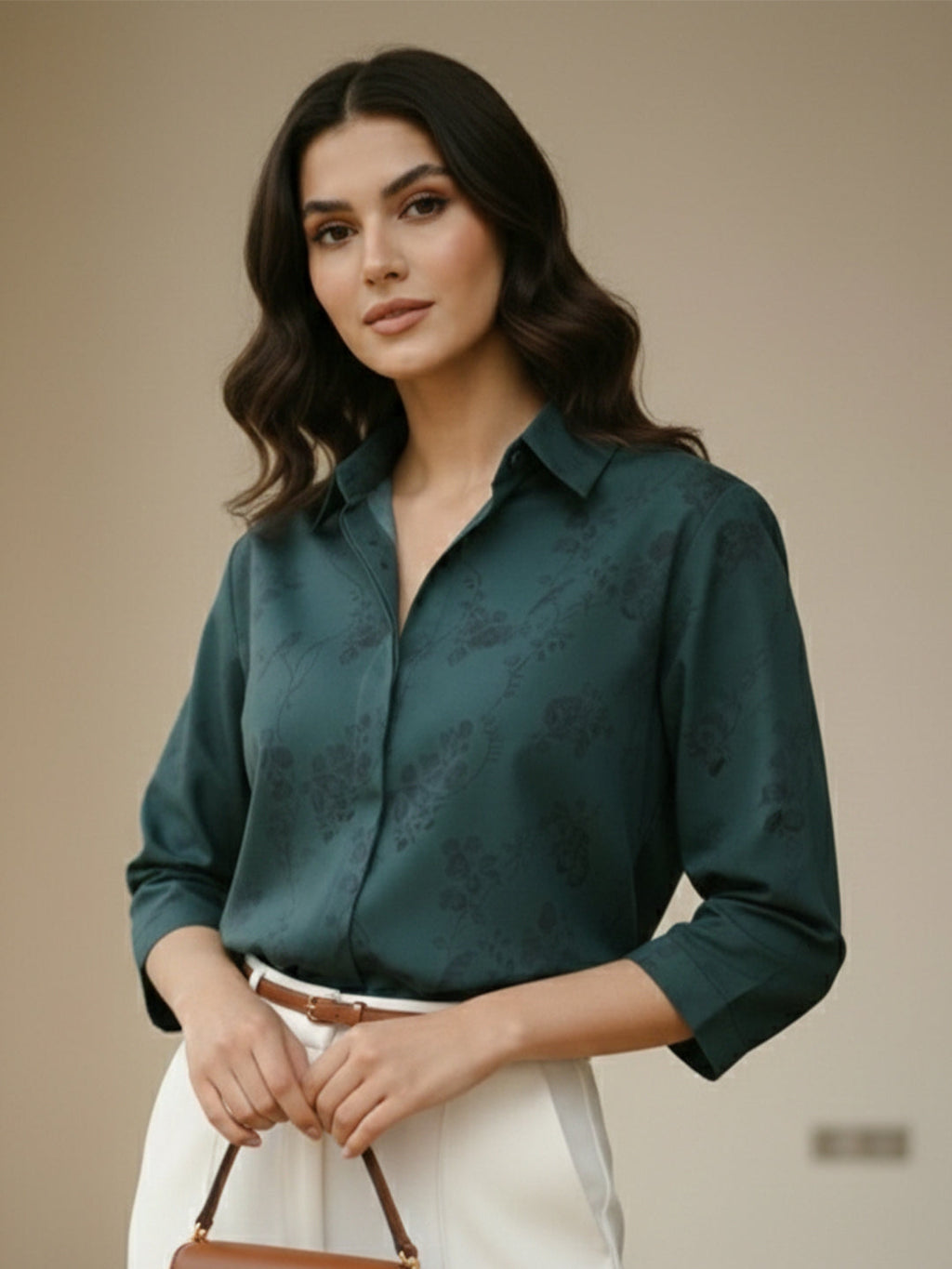 VORA LABEL Women Denim Floral Printed Regular Fit Shirt - Royal Blue