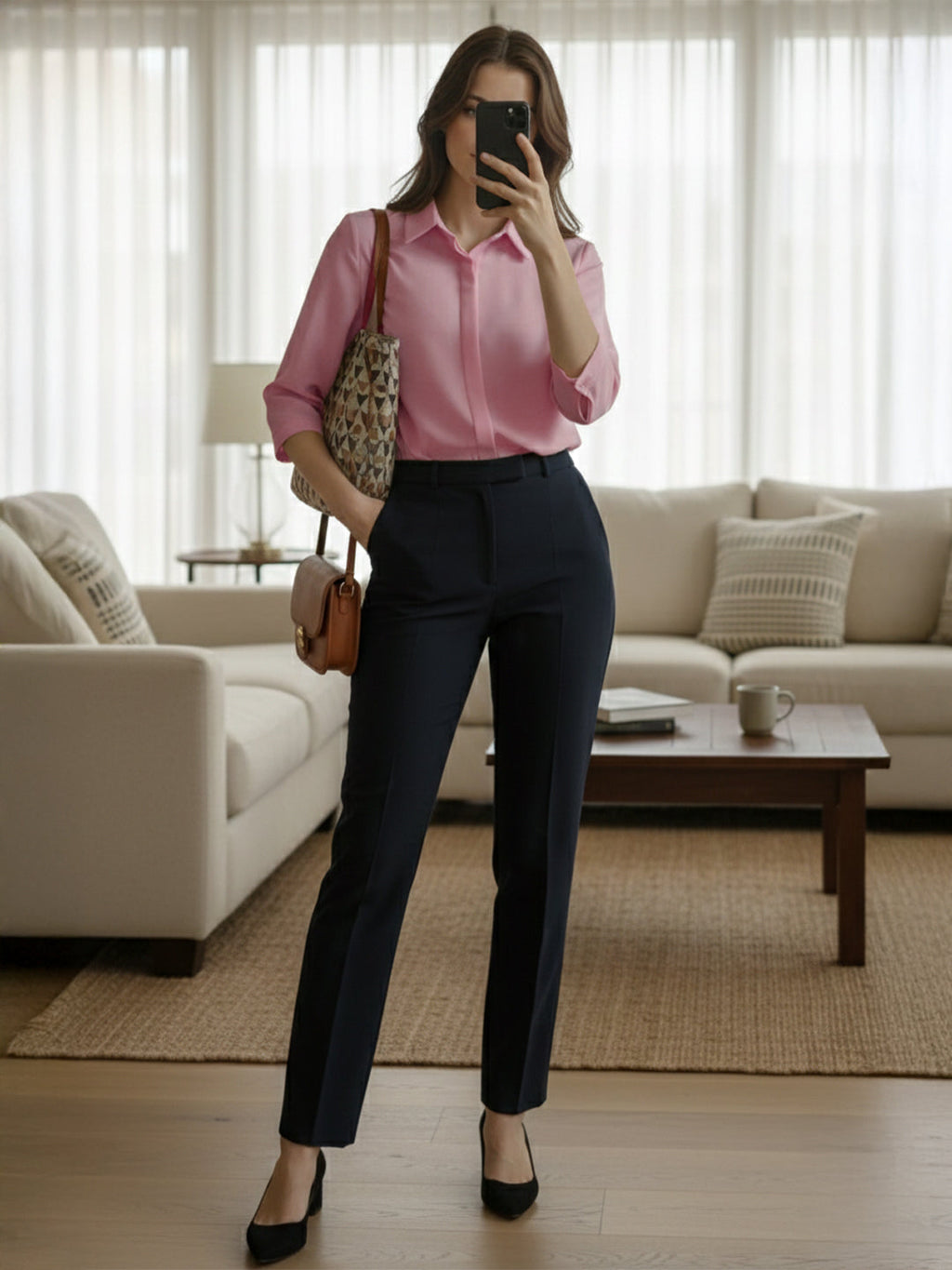 VORA LABEL Women Viscose Rayon Solid Regular Fit Shirt - Peach