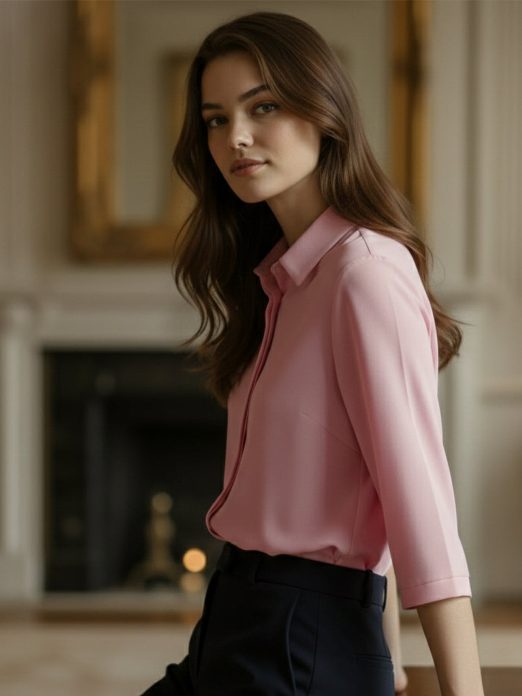 VORA LABEL Women Viscose Rayon Solid Regular Fit Shirt - Peach