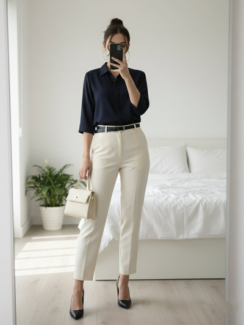 VORA LABEL Women Viscose Rayon Solid Regular Fit Shirt - Navy