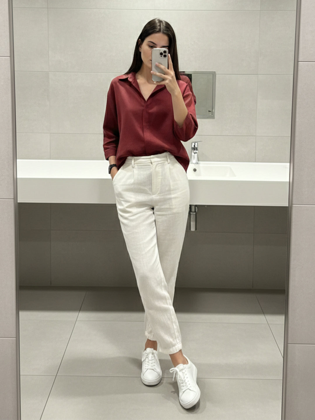VORA LABEL Women Viscose Rayon Solid Regular Fit Shirt - Maroon