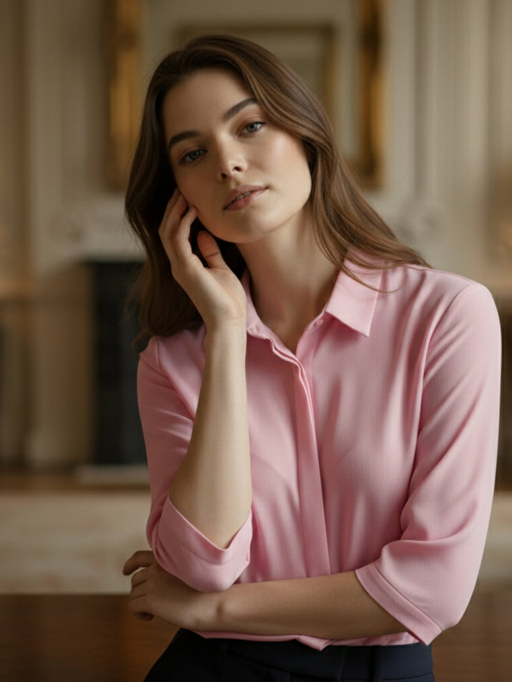 VORA LABEL Women Viscose Rayon Solid Regular Fit Shirt - Peach