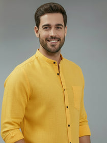 VORA LABEL Men Cotton Regular Fit Mandarin Collar Casual Shirt - Pink